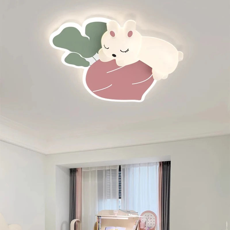 Cartoon Carrot Rabbit Lamps Warm Kids Bedroom Ceiling Light for Baby Girl Boy Childern's Room Lighting 220V Cloud Ceiling Light