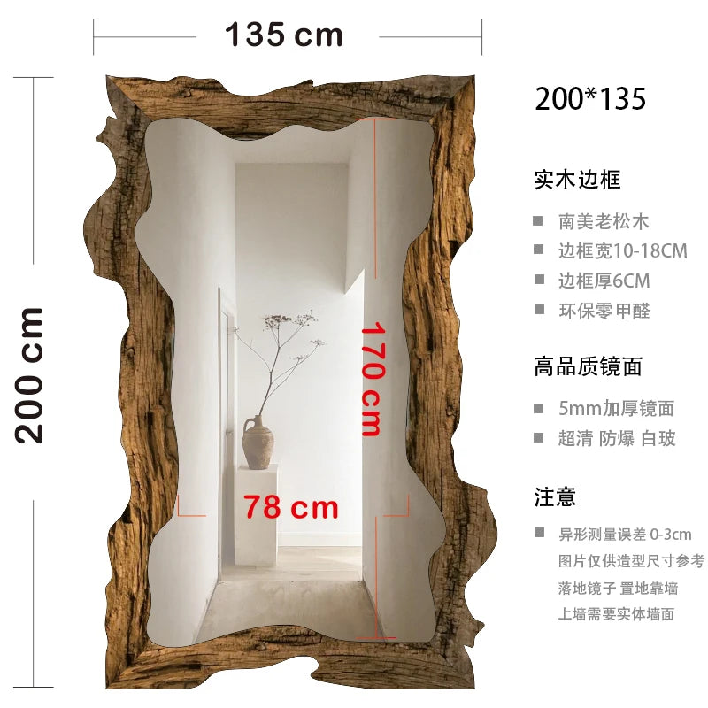 miroir moderne de luxe sur pied en bois décoratif pour la maison