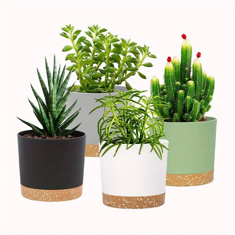 lot de 4 pots de fleurs ronds avec fond amovible et respirant