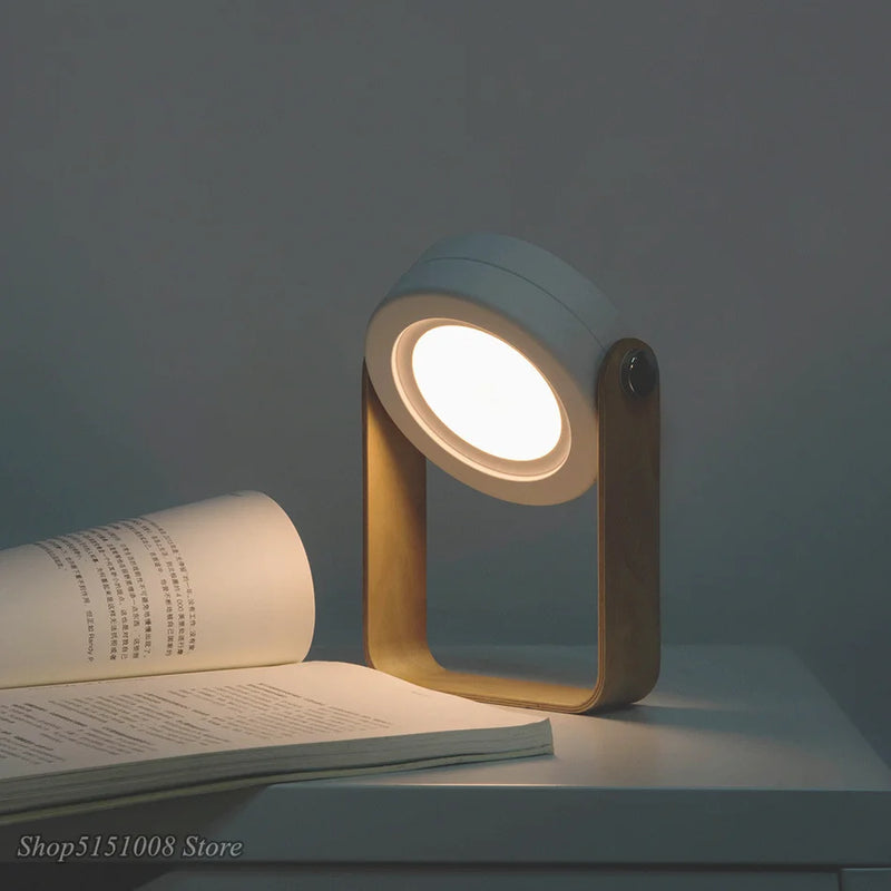 Nouvelle poignée en bois créative pliable veilleuses lampe de lecture lampe lanterne Portable télescopique pliante Led lampe de Table USB charge