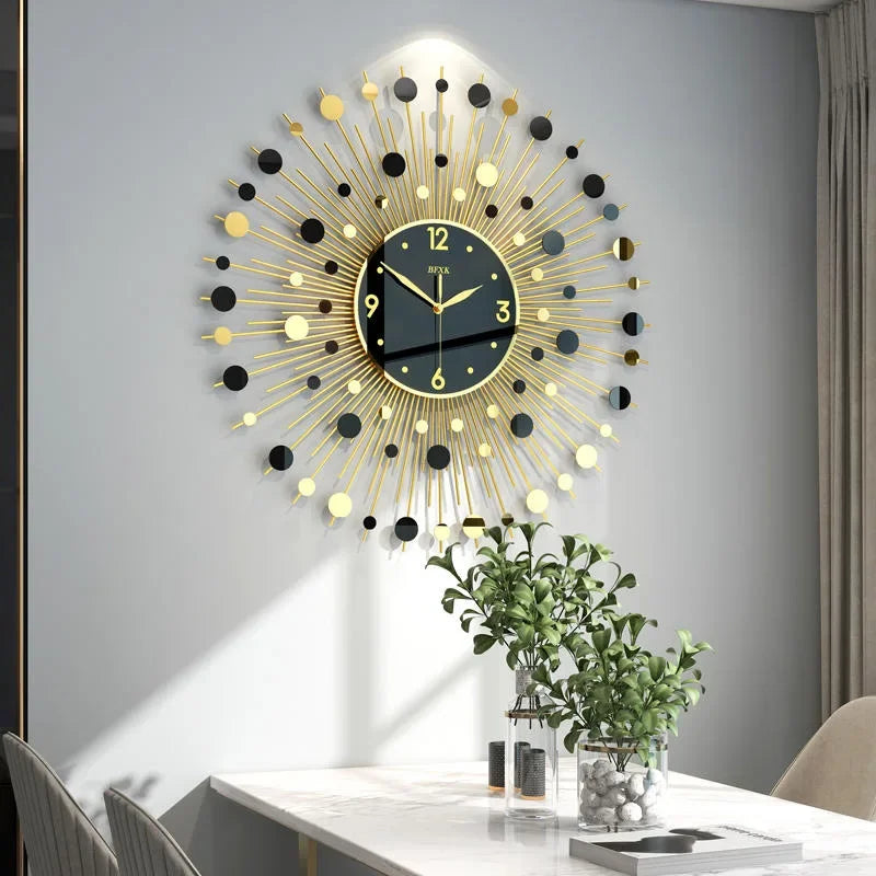 horloge murale luxe design créatif silencieuse pour décoration moderne