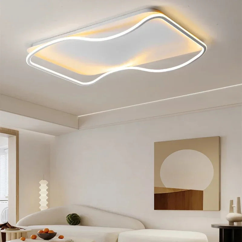 lustre moderne à leds pour décoration intérieure simple vague