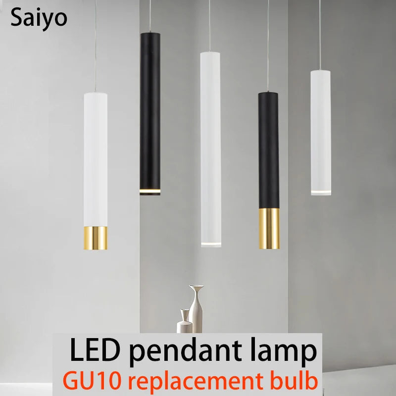 suspension led lampe long tube lustre aluminium suspendu foco