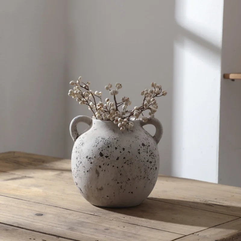 vase en céramique rétro pour fleurs séchées décoration maison artisanale