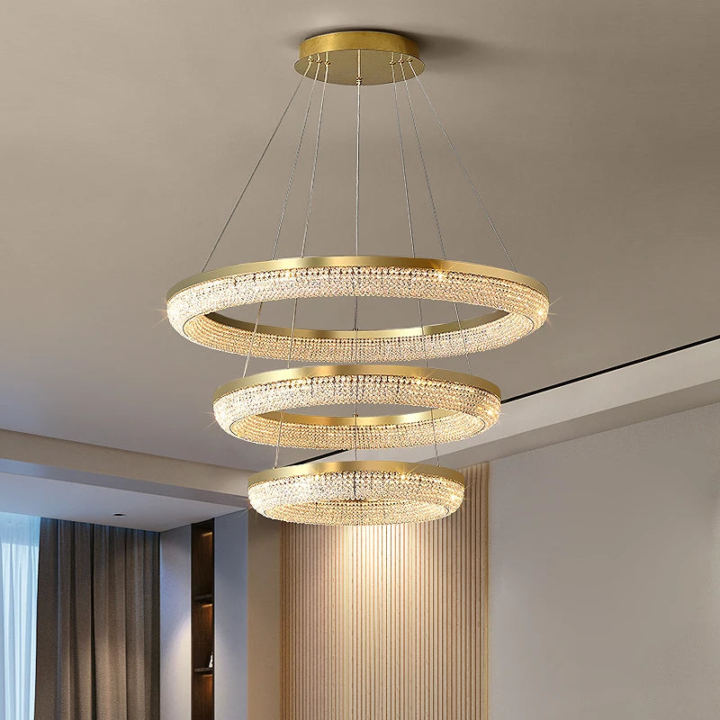 lustre en cristal rond design nordique pour décoration intérieure