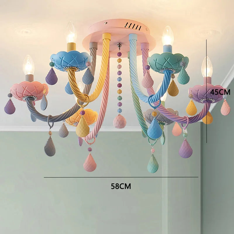 lustre arc-en-ciel en cristal design kawaii pour décoration chambre enfant