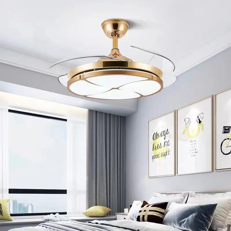 plafonnier moderne silencieux avec lumière et ventilateur intégré