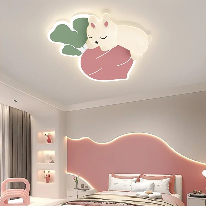 Cartoon Carrot Rabbit Lamps Warm Kids Bedroom Ceiling Light for Baby Girl Boy Childern's Room Lighting 220V Cloud Ceiling Light