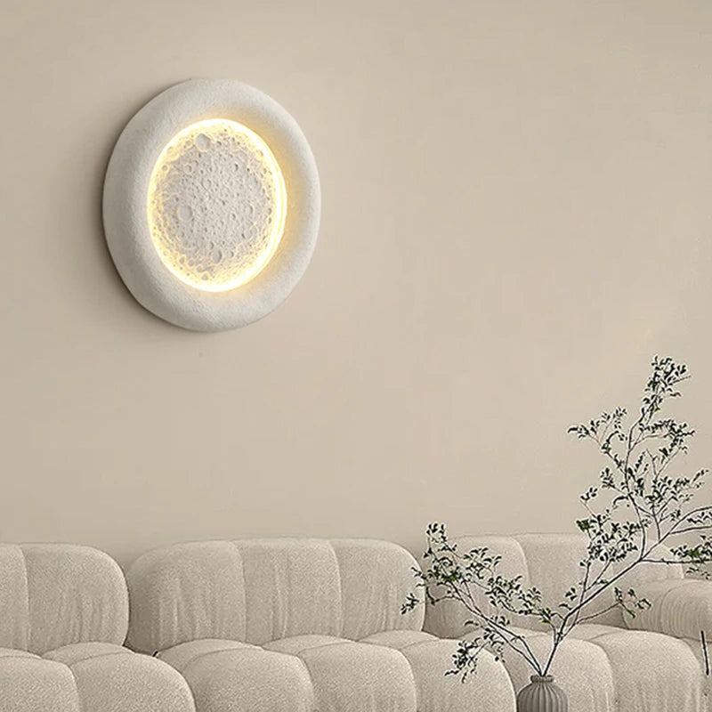 applique murale led en forme de lune avec intensité réglable en résine