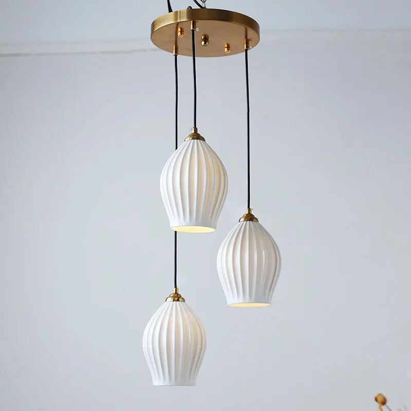 lampes suspendues en céramique nervurée style britannique moderne