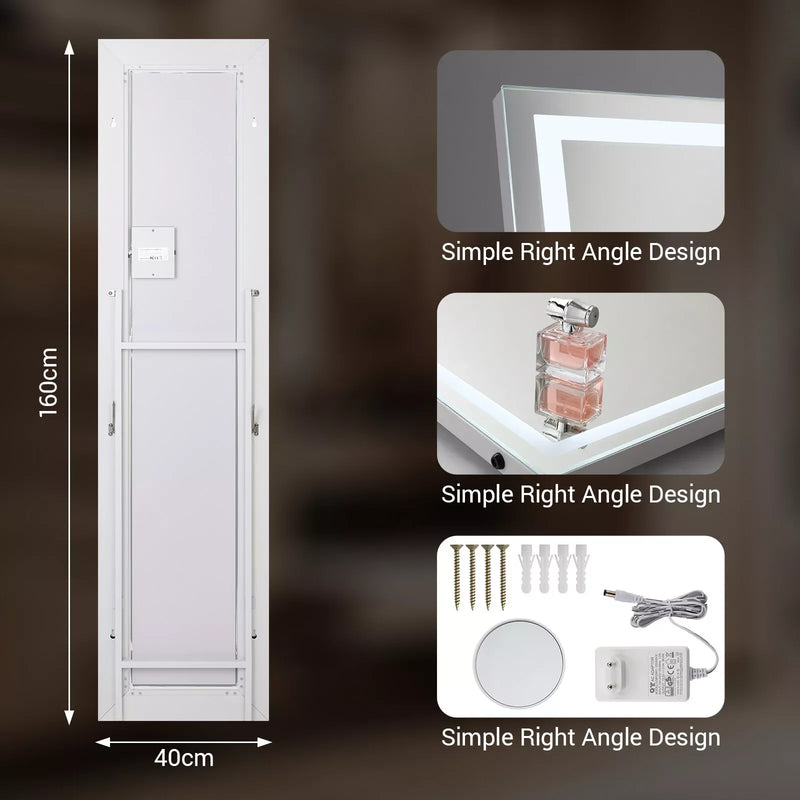 miroir led pleine longueur inclinable avec support et lumière réglable