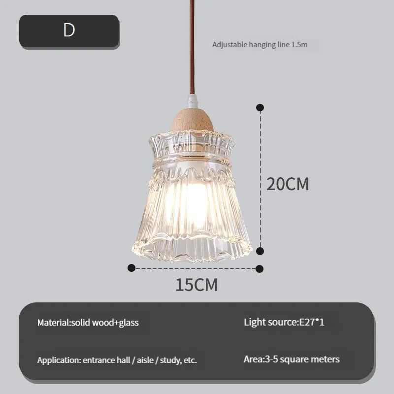 suspension modernes japonaises en bois et verre led