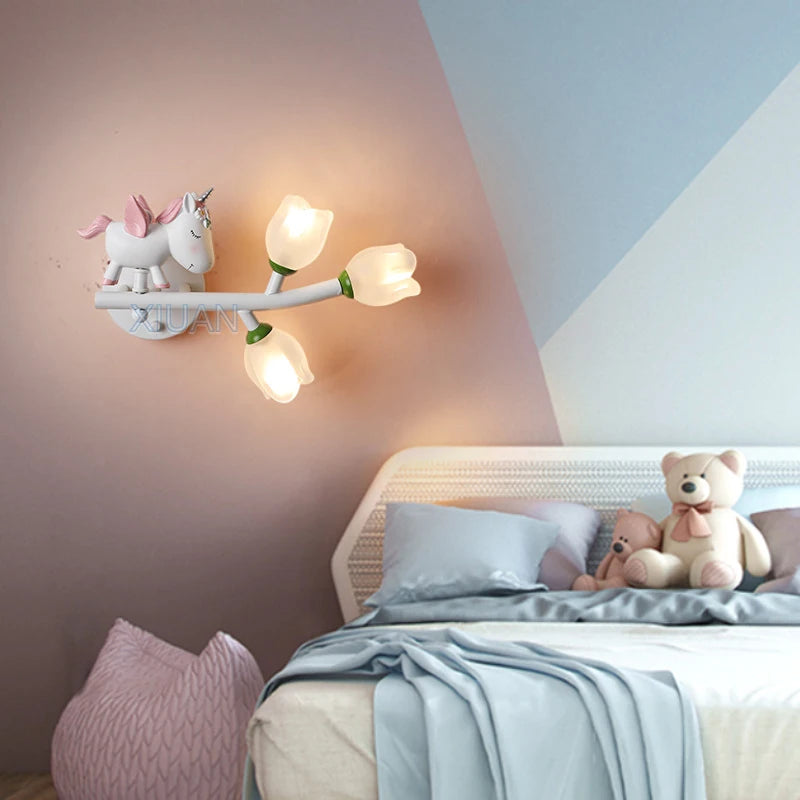 applique murale rechargeable en résine pour chambre d'enfant décorative