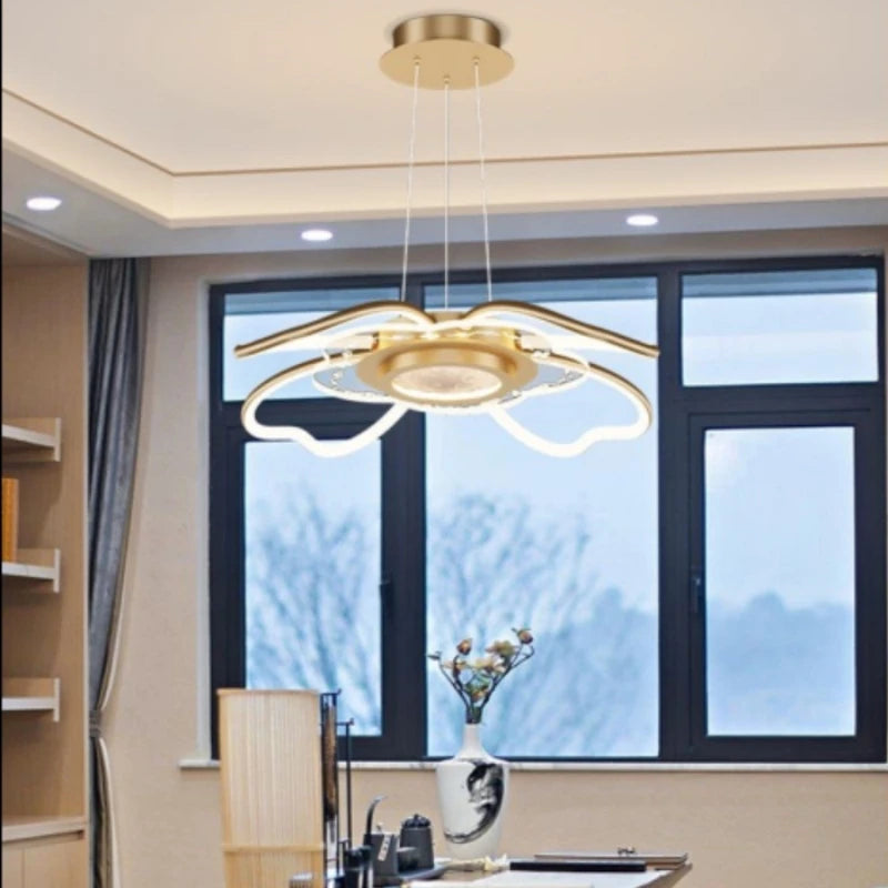 2023 Modern LED Chandelier Fixtures New Chinese Style Ceiling Fan Simple Rose Gold Living Room Chandelier