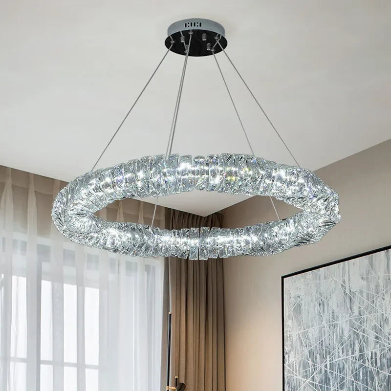 lustre cristal moderne avec télécommande dimmable pour restaurant