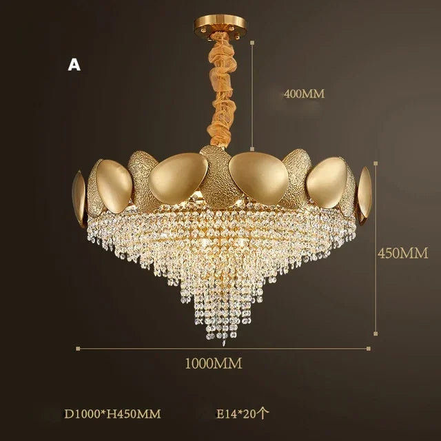 lustre moderne en cristal pampilles et acier inoxydable