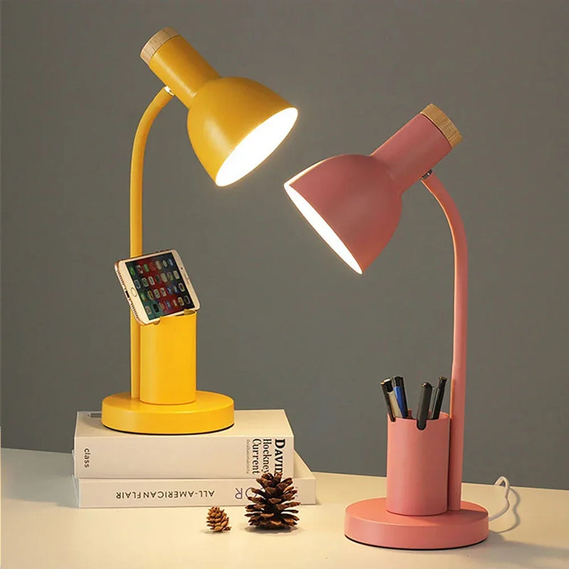 lampe de bureau créative nordique avec porte-stylo led décoratif