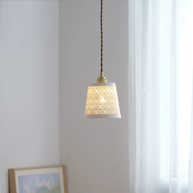 suspension LED design nordique moderne en cuivre et céramique