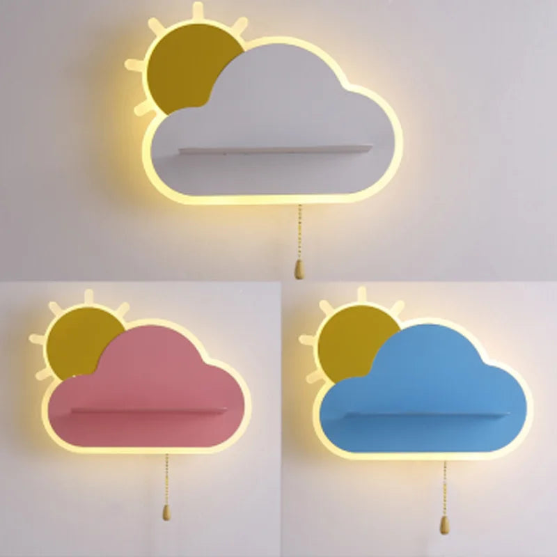 applique murale led décorative pour chambre de bébé nuage et soleil