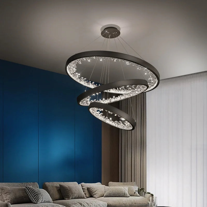 lustre en cristal design luxe avec éclairage led