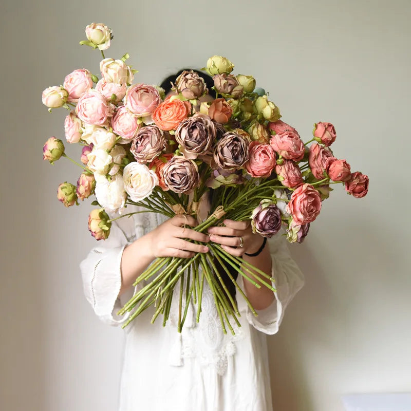 bouquet de pivoines artificielles en soie pour décoration de mariage