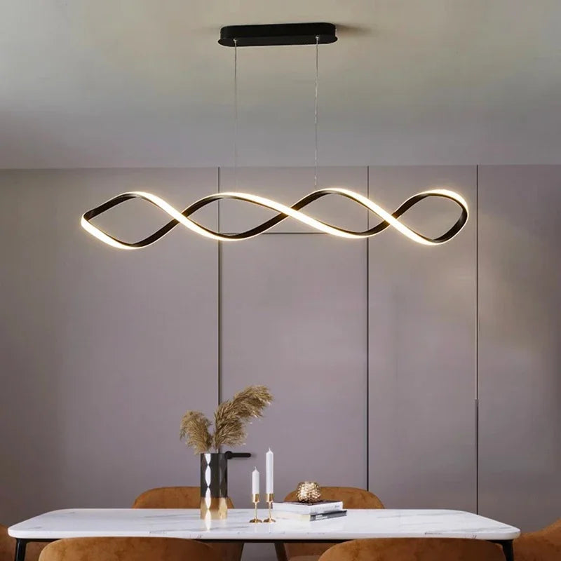 lustre suspendu led design nordique spirale intensité variable