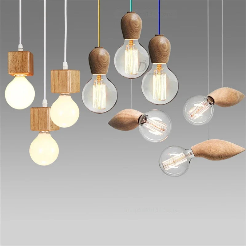 suspension vintage en bois de chêne design moderne