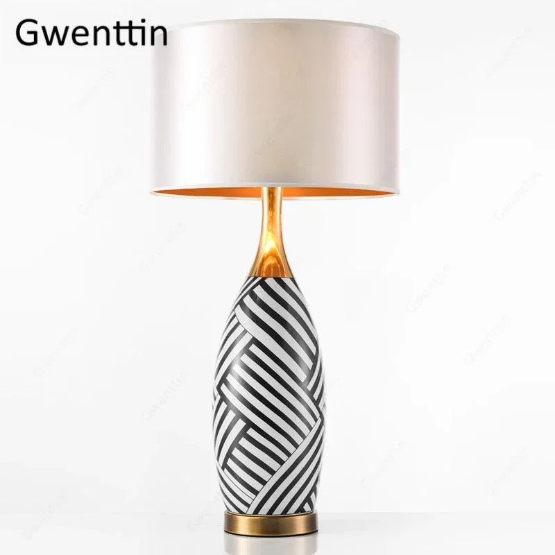 lampe à poser moderne en céramique motif zèbre pour décoration intérieure