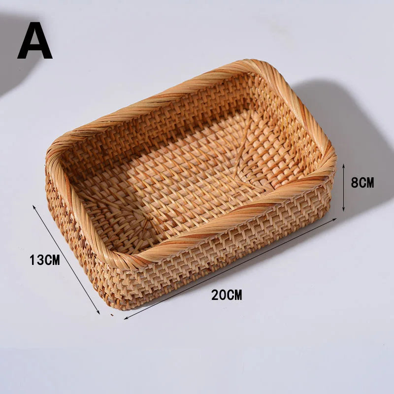 paniers rectangulaires en rotin tissés à la main pour rangement et décoration