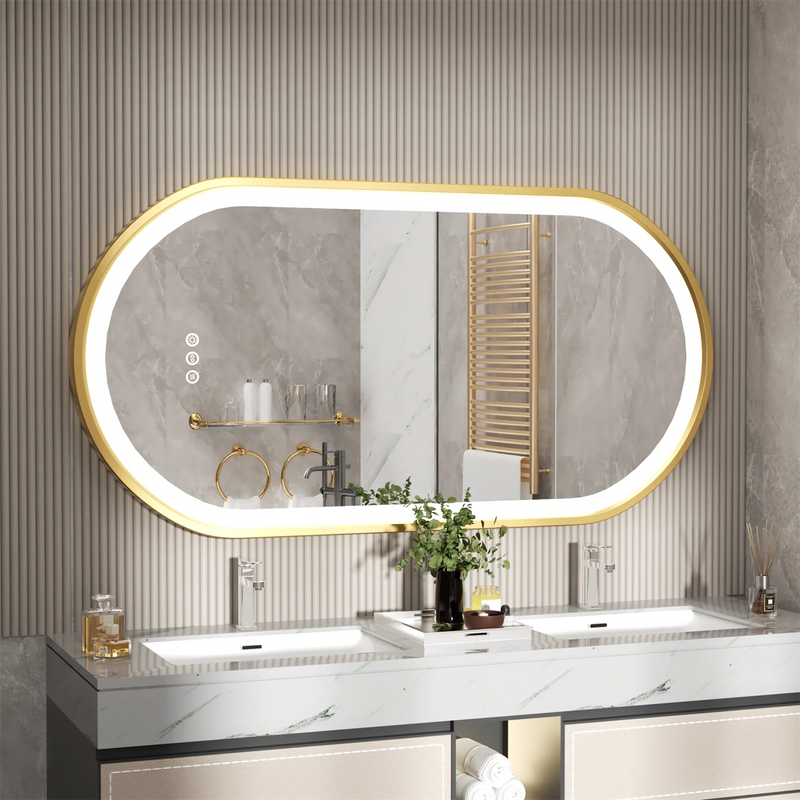 miroir ovale intelligent antibuée avec éclairage led ajustable