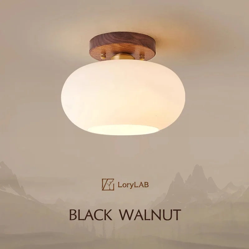 Walnut Wood ceiling light, Wabi-sabi Modern style, Aisle lighting for Bedroom, Living, Corridor, Aisle balcony, Entrance Hall