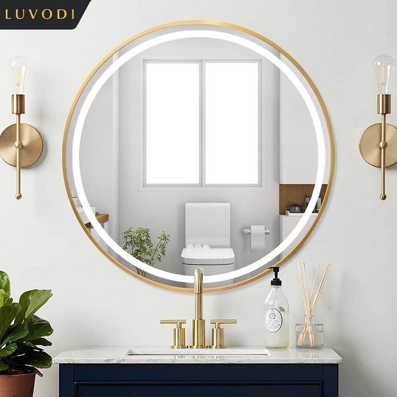 miroir lumineux rond avec intensité variable et antibuée