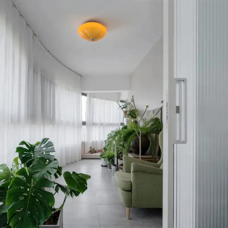 lustre led minimaliste en verre forme citrouille pour décor maison