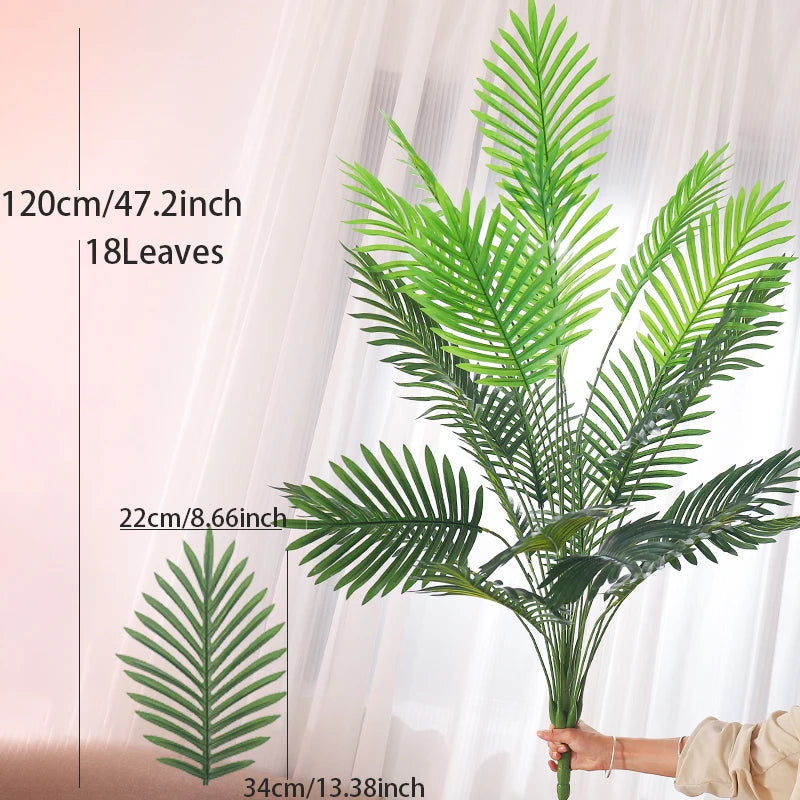 palmier artificiel en plastique avec feuilles de monstera pour jardin