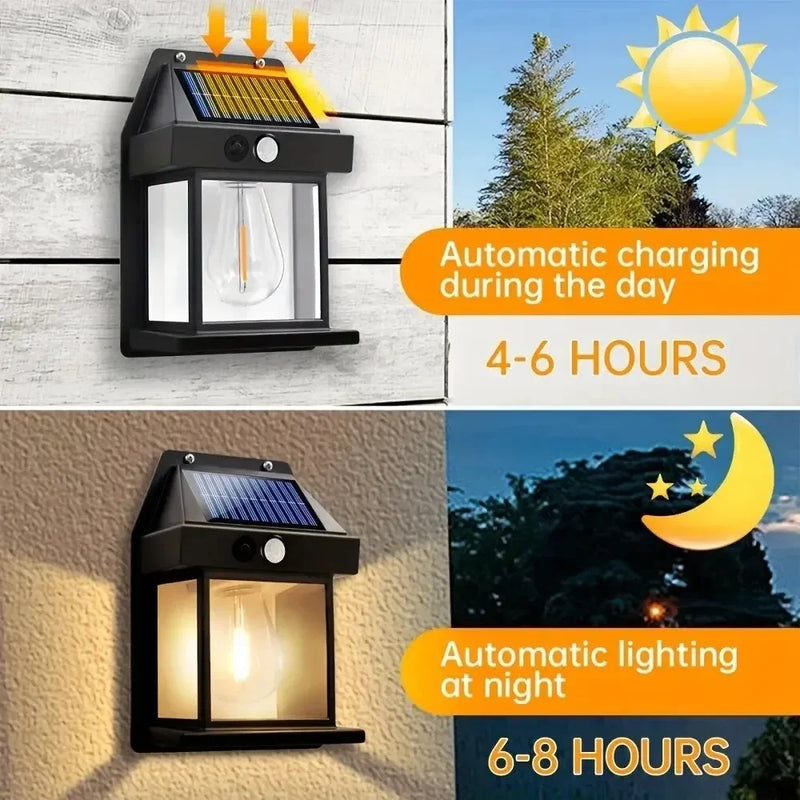 lampe de nuit solaire en tungstène trois modes étanche pour jardin