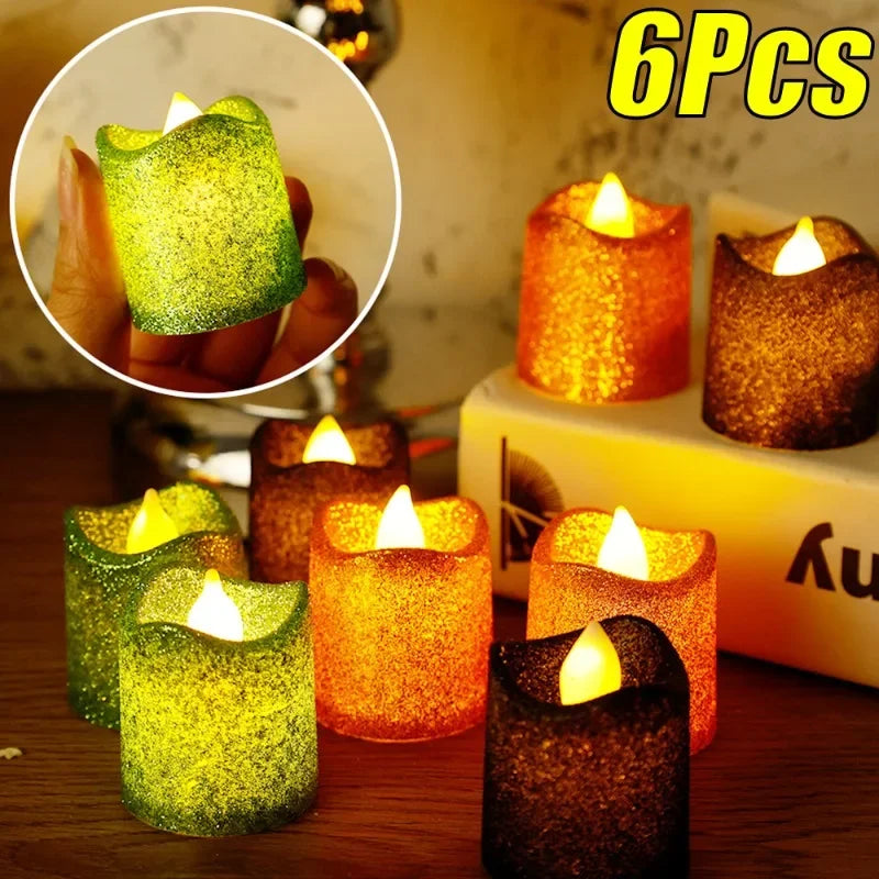 lot de 6 bougies à paillettes led pour déco romantique de fête