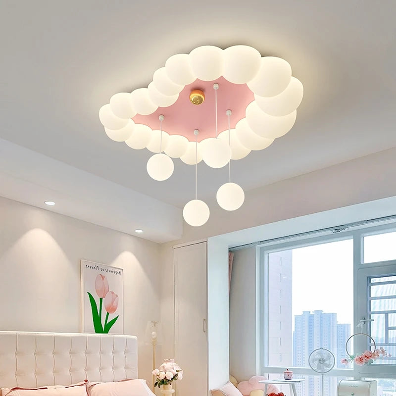 Nordic Cloud Ceiling Lamps Bedroom Ceiling Light Pink White Bubble Design Children's Room Chandelier Lights for Princess Room