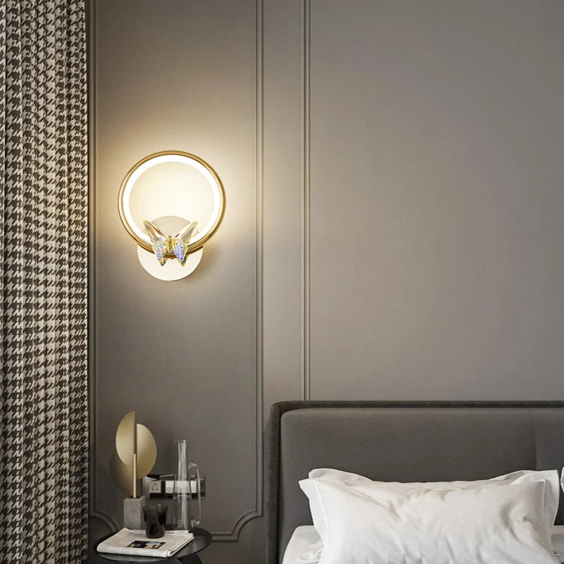 applique murale led papillon en cristal design moderne