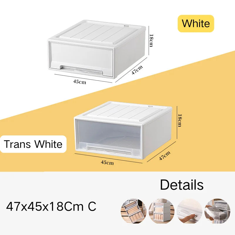 tiroirs empilables en plastique transparent pour rangement pratique