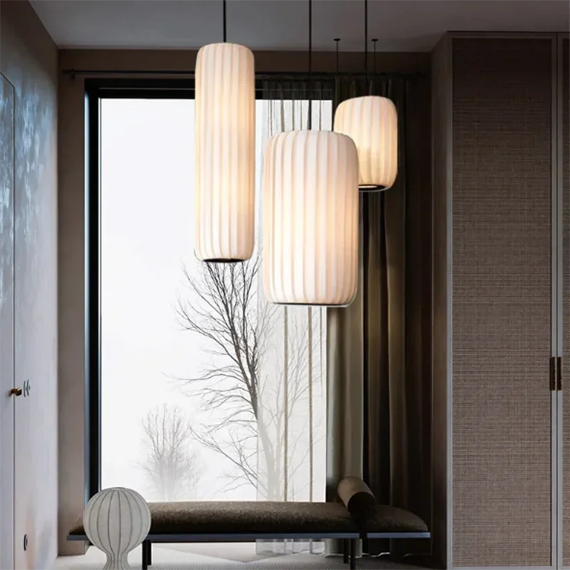 suspension en tissu japonais luminaires artistiques modernes minimalistes