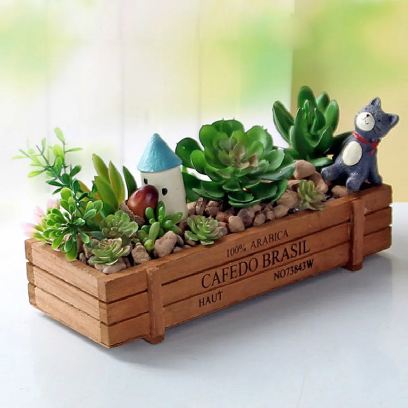 jardinière vintage en bois pour plantes succulentes et fleurs