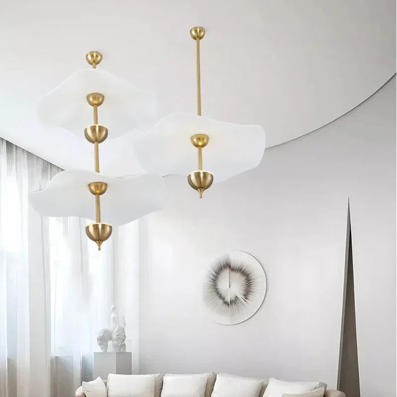 lustre nordique suspendu en acrylique art feuille de lotus moderne