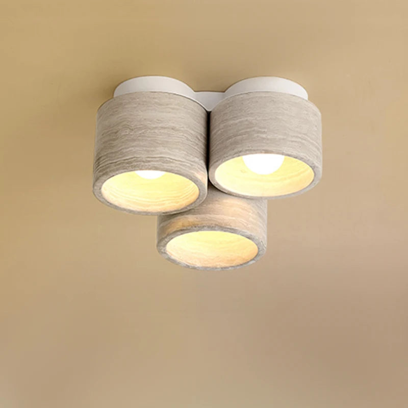 plafonnier led moderne wabi sabi en grain de bois à 3 têtes