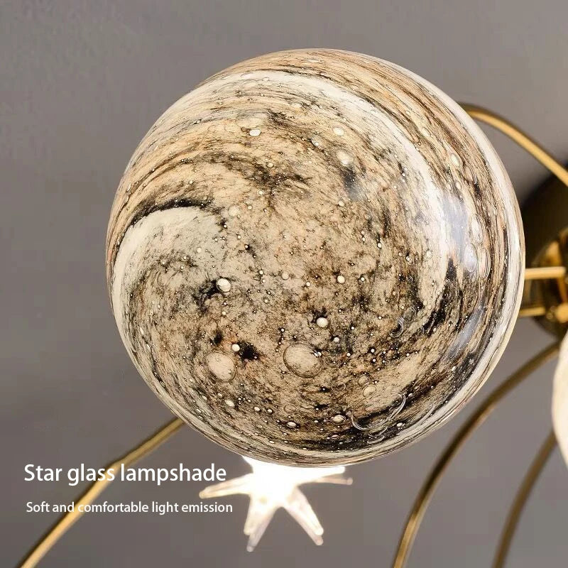 SANDYHA Star Design boule de verre lampe décorative moderne créatif planète plafonnier chambre chambre d'enfants salon éclairage de la maison