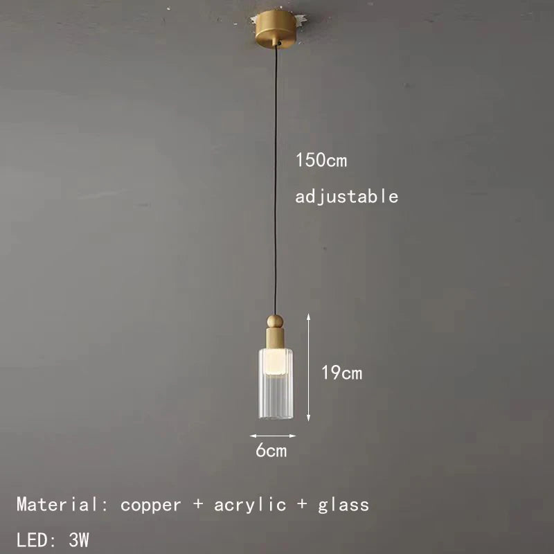 suspension moderne en verre et cuivre avec cordons interchangeables