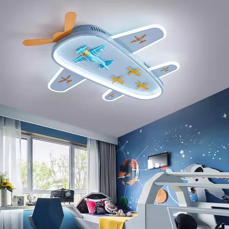 lustre avion dessin animé pour chambre d'enfant protection des yeux