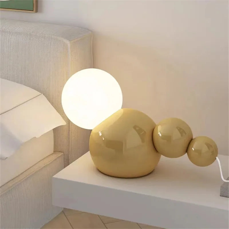 lampe à poser nordique en verre ronde pour nuit mignonne