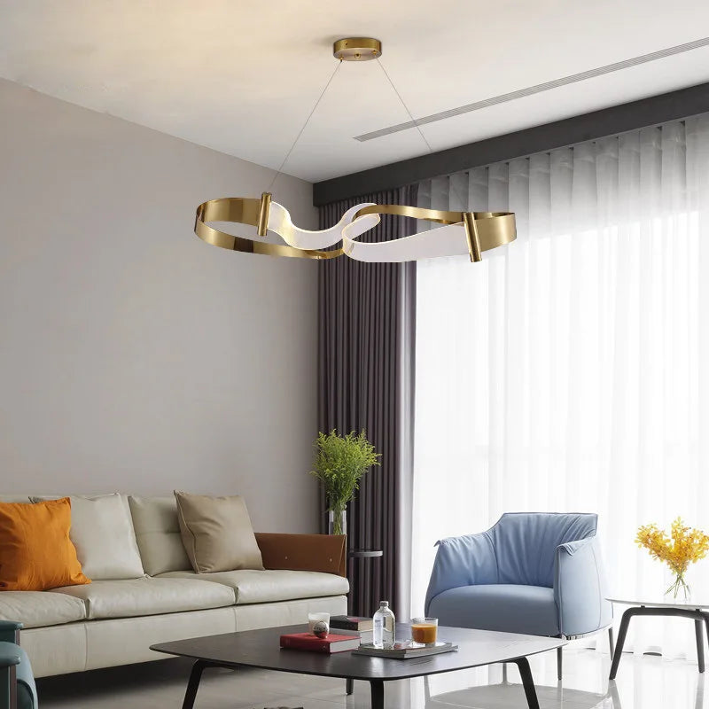 2024 Modern Design Ribbon LED Chandeliers Lighting For Living Room Study Bedroom Restaurant