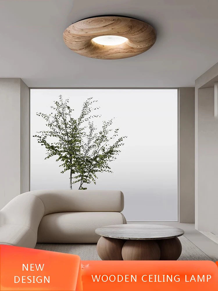 plafonnier led design rétro moderne en bois grand lustre