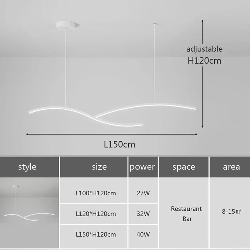 lustre suspendu moderne led avec abat-jour acrylique hyperbolique